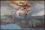 Una pianta di Licata con S. Angelo in gloria- Particolare dipinto contenente la bolla di Papa Clemente